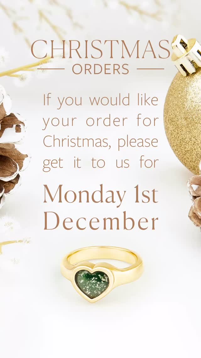 If you would like your order in time for Christmas please get it to us by Monday 1st December 2025.

Orders received after this date will be with you in the New Year.

Thank You

Ashes into Glass

#ashesintoglass #memorialjewellery