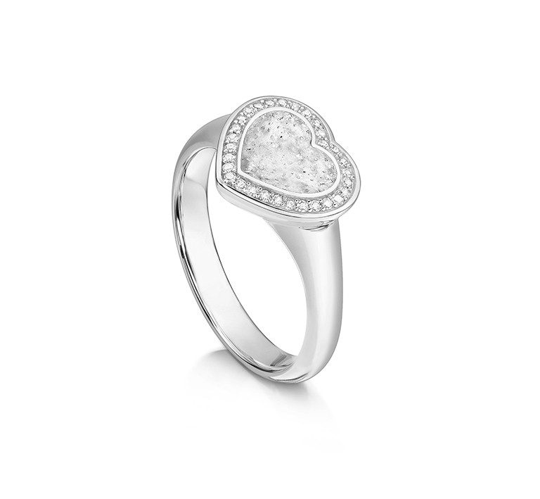 Halo Heart Ring Silver Clear V1